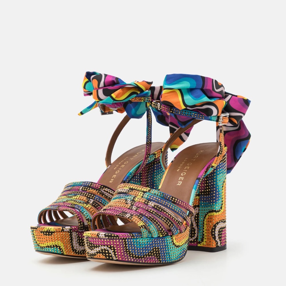 Kurt Geiger Brixton Vibrant Platform Heels with Ankle Ties